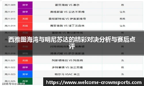 西雅图海湾与明尼苏达的精彩对决分析与赛后点评