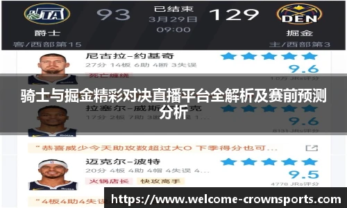 骑士与掘金精彩对决直播平台全解析及赛前预测分析